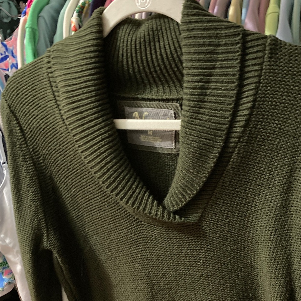 Natural Reflections Dark Green Cowl Neck Sweater
